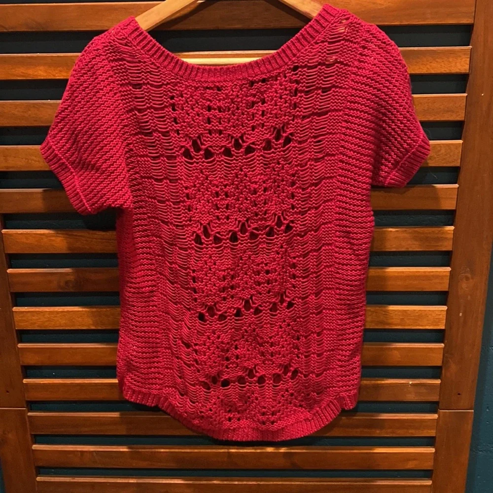 Spring crochet Raspberry sweater - Picture 2 of 4